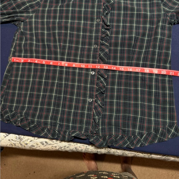 Plaid Ruffle Button-Up Shirt - Picture 5 of 14